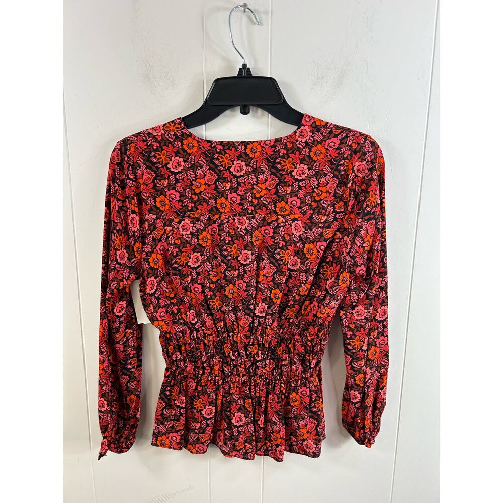 DEREK LAM 10 CROSBY Lilith Floral V Neck Peplum Blouse NWOT SIZE 0 - Picture 6 of 7